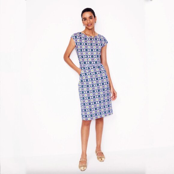 Boden Florrie Jersey Dress Floral Dress in Pink and Blue with Pockets size 2 - Picture 1 of 8